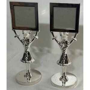 Pottery Barn Reindeer Picture Frames Silver Tone Christmas Reindeer Set Of 2
